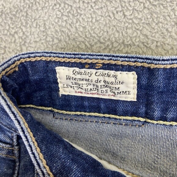 Levis Jeans Size 25 (24x29) Big E 721 High Rise Skinny Stretch Blue Denim - Picture 10 of 14